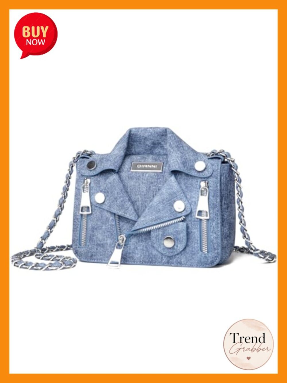 Denim Leather Satchel Crossbody Bag with Chain Strap Cute Jacket Purse